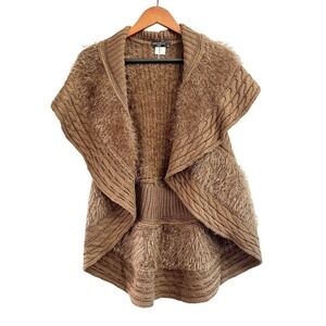 MISS KELLY 1999 Funky Brown Sweater Vest Size S/M Asymmetrical